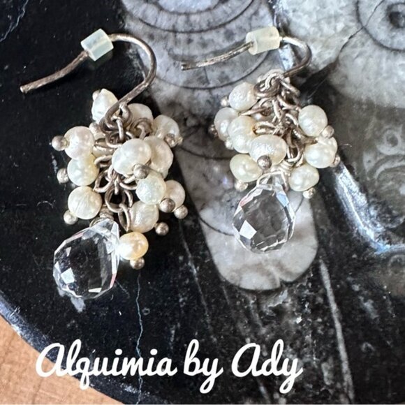 Alquimia Jewelry - Rice pearls cluster dangle earrings